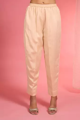 Light beige organza sequin beads dabka work kurta set