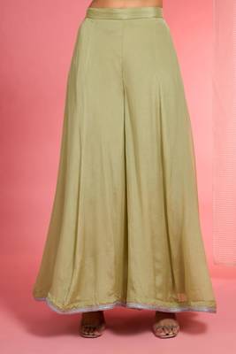 Light green viscose chinon chiffon silver hand embroidered sharara set 4