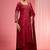 Reddish maroon hand embroidered viscose dupion silk kurta sharara set