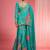 Teal viscose organza handwork highlighted printed sharara set