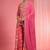 Hot pink viscose organza handwork highlighted printed sharara set