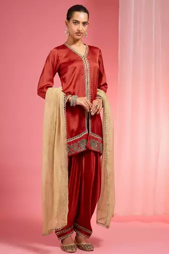 Red modal satin salwar kurta set