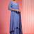 Blue hand embroidered viscose crepe  kurta sharara set