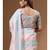 Off-white mal chanderi with kantha work saree with stiched blouse