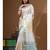 Off-white mal chanderi with applique work saree with blouse piece