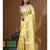 Yellow mal chanderi with applique work saree with blouse piece