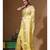 Yellow mal chanderi with applique work saree with blouse piece