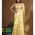 Yellow mal chanderi with applique work saree with blouse piece