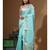 Sea green mal chanderi with chicken kari saree with blouse piece