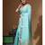 Sea green mal chanderi with chicken kari saree with blouse piece