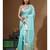 Sea green mal chanderi with chicken kari saree with blouse piece