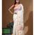 Off-white pure linen with kantha work saree with blouse piece