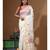 Off-white pure linen with kantha work saree with blouse piece