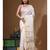 Off-white silk linen with kantha work saree with blouse piece