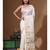 Off-white silk linen with kantha work saree with blouse piece