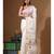 Off-white silk linen with kantha work saree with blouse piece