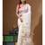Off-white silk linen with kantha work saree with blouse piece