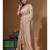 Beige pure linen with kantha work saree with blouse piece