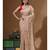Beige pure linen with kantha work saree with blouse piece