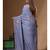 Teal blue pure linen with kantha work saree with blouse piece