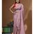 Lavendar pure linen with kantha work saree with blouse piece