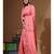 Cherry pink pure linen with kantha work saree with blouse piece