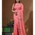 Cherry pink pure linen with kantha work saree with blouse piece