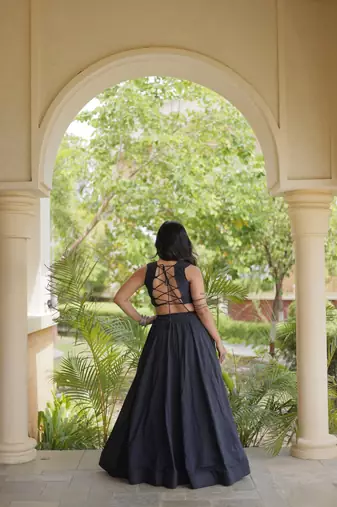 kora cotton lehenga choli with gamthi thread embroidery - full stitched free size
