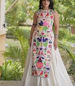 kora cotton lehenga choli with gamthi thread embroidery - full stitched free size