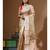 Beige pure tissue with kantha work saree with blouse piece