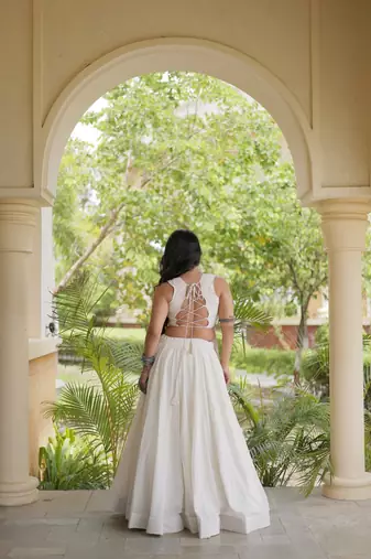 kora cotton lehenga choli with gamthi thread embroidery - full stitched free size