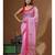 Pink supernet with kantha work saree with blouse piece