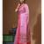 Pink supernet with kantha work saree with blouse piece