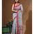 Grey supernet with kantha work saree with blouse piece
