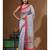 Grey supernet with kantha work saree with blouse piece