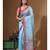 Blue supernet with kantha work saree with blouse piece