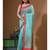 Green supernet with kantha work saree with blouse piece