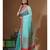 Green supernet with kantha work saree with blouse piece