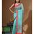 Green supernet with kantha work saree with blouse piece