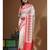 Off-white supernet with computer embroidery saree with blouse piece