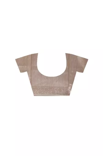 Beige tissue with computer embroidery saree with blouse piece