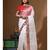 Off-white pure organza with sequence lace saree with stiched blouse