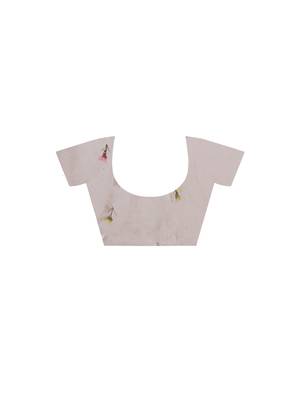 Off-white viscose organza with hand work saree with blouse piece 5