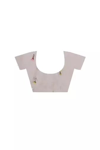 Off-white viscose organza with hand work saree with blouse piece