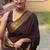 banarasi silk blend brown color women's saree with blouse