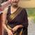 banarasi silk blend brown color women's saree with blouse