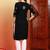 Women black ethnic motifs embroidered chikankari rayon long kurta