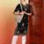 Women black ethnic motifs embroidered chikankari rayon long kurta