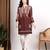 Women dark brown ethnic motifs embroidered chikankari ombre flared kurti