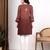 Women dark brown ethnic motifs embroidered chikankari ombre flared kurti